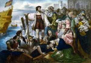 Отплытие Колумба из гавани города Палос-де-ла- Фронтера (Испания)