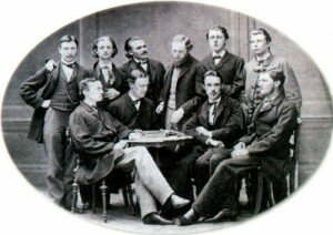 Фридрих Ницше (вверху, третий слева) - студент Лейпцигского университета. 1866 г.