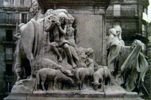 Скульптурная группа в основании памятника Луи Пастеру в Париже. Скульптор А. Фальжур. 1890 г.
