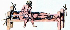 Гиппократово ложе. Приспособление, используемое для растяжения позвоночника. Рисунок из византийского издания работ Клавдия Галена. II в.