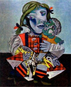 Мая - дочь Пикассо с куклой. 1938 г.
